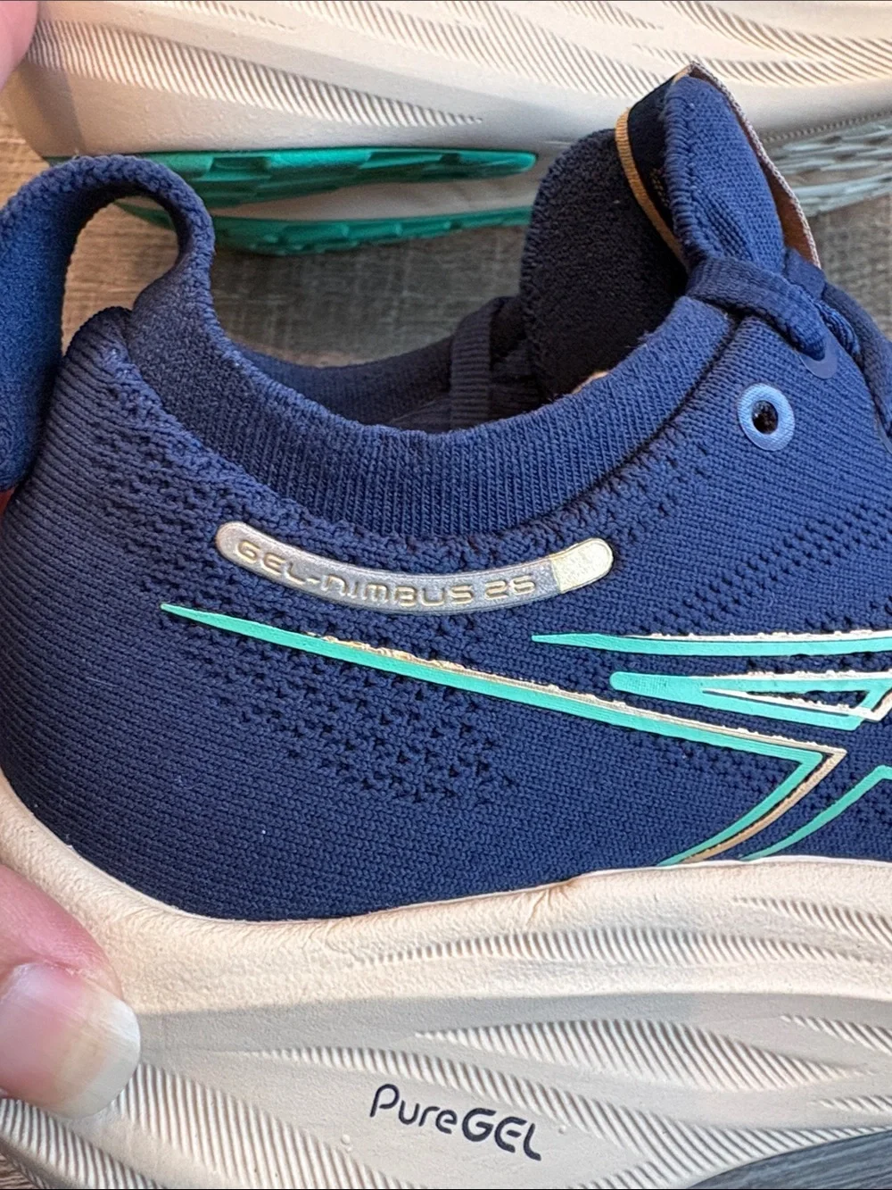 ASICS GEL-Nimbus 26 Running Shoes Women's 6.5 Blue Expanse / Aurora Green